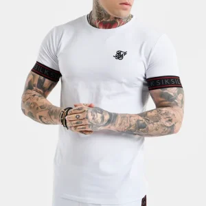 SikSilk Tape Tee - White, Black & Red