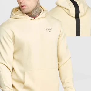 Beige Taped Overhead Hoodie