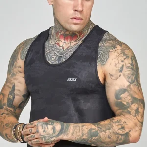 Camo Sports Curved Hem Muscle Fit Vest