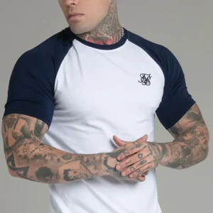 White Navy Raglan T-Shirt