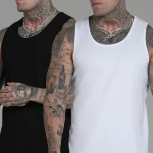 White Black Pack of 2 Vests
