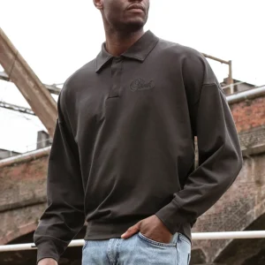 Washed Black Polo Sweater