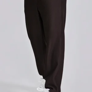 Brown Ribbed Smart Pants