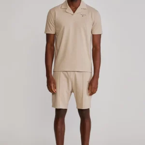 Beige Polo and Shorts Set
