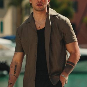Brown Plisse Shirt
