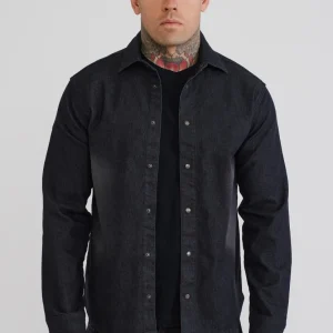 Washed Black Denim Shirt