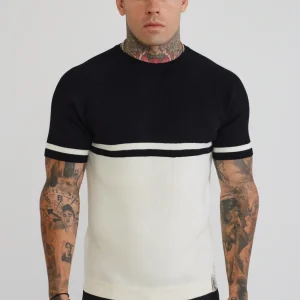 Black and Ecru Knitted T-Shirt