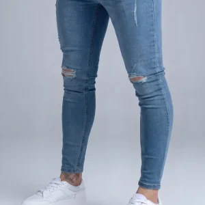 Washed Blue Distressed Skinny Jeans