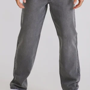 Washed Dark Grey Straight Fit Jeans