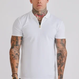 White Zip Polo T-Shirt