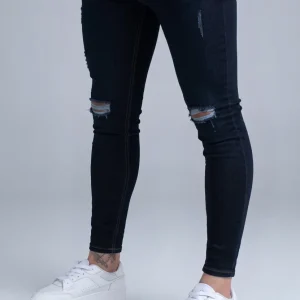 Washed Indigo Blue Distressed Skinny Jeans