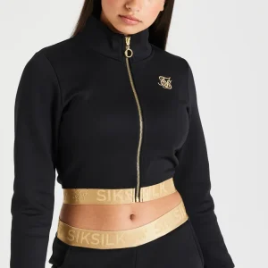 SikSilk Metallic Taped Zip Through - Black