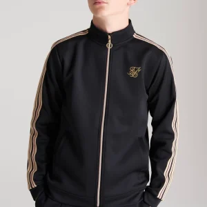 Boys Black Taped Zip Thru Funnel Neck