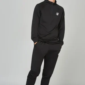 Boys Black 1/4 Zip & Jogger Tracksuit