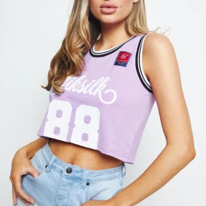 SikSilk Retro Sports Crop Vest - Lilac