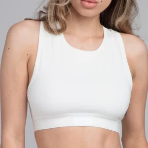 SikSilk Woven Badge Racerback Bralette - White