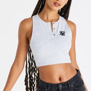Grey Marl Popper Racerback Vest
