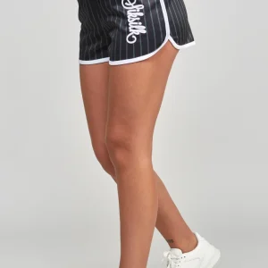 Black Pinstripe Runner Short