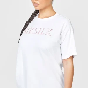 White Embroidered Boyfriend T-Shirt